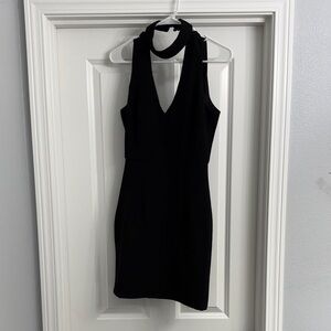 Forever 21 Black V-Neck Halter Mini Dress